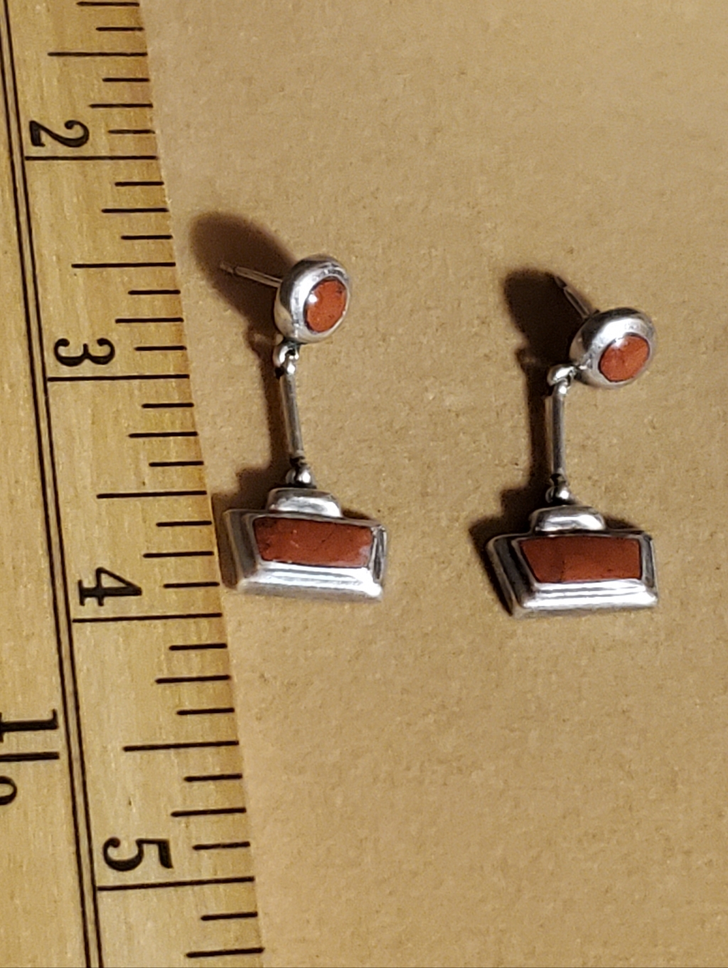 Vintage Sterling Silver Natural Stone Earrings
